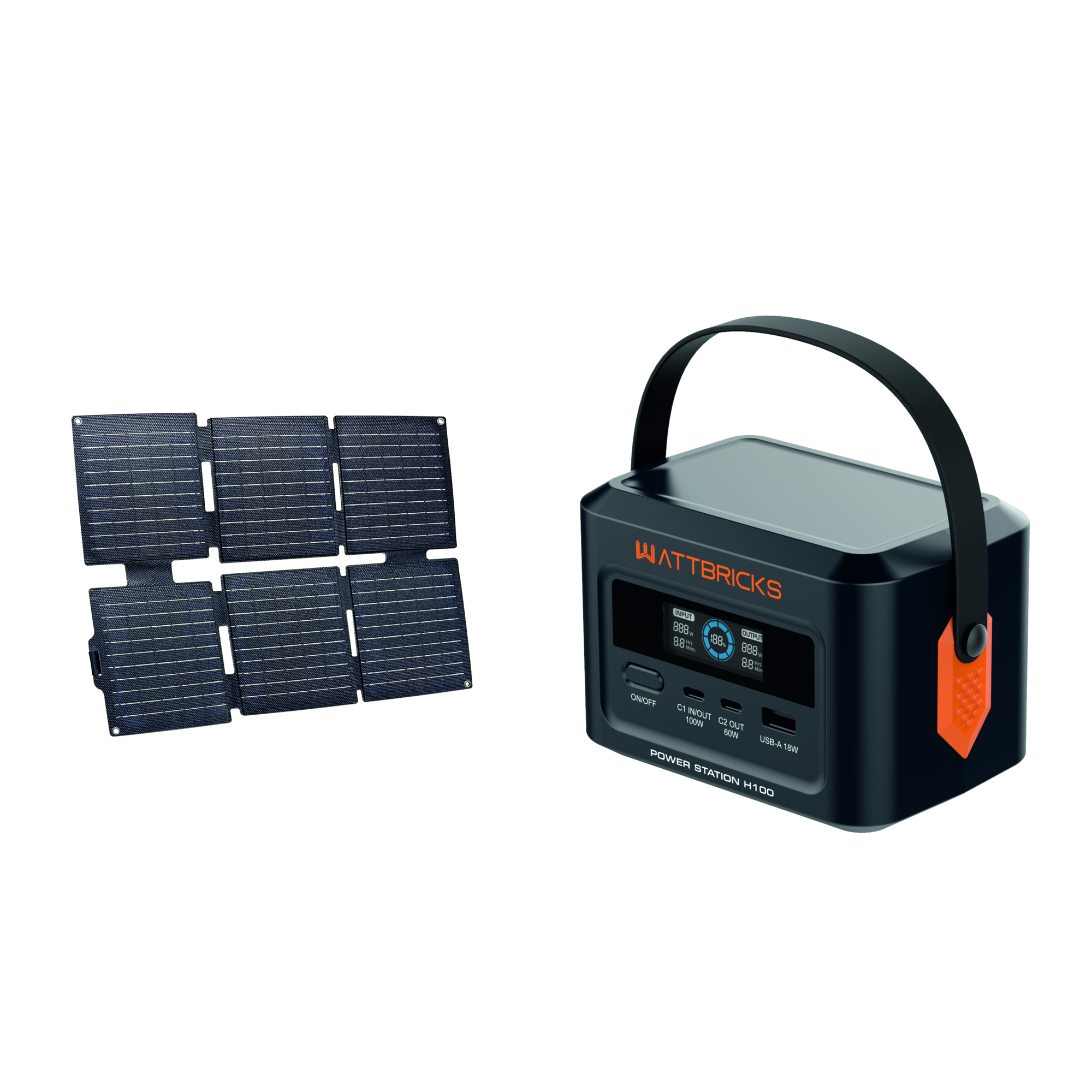 WattBricks 100W Portable Power Station with Solar Panel Model # H100